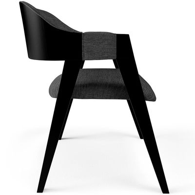 Cadeira Para Sala de Jantar Estar Living Estofada Suran L02 Preto Linho Cinza Escuro - Lyam Decor