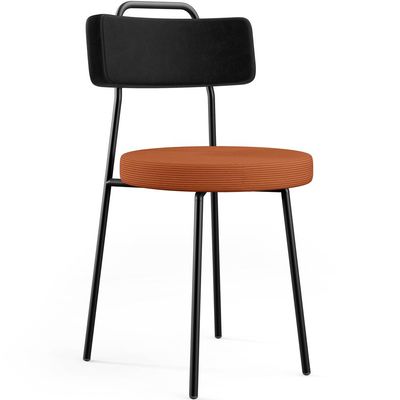 Kit 08 Cadeiras Estofada Para Sala De Jantar Barcelona L02 Couríssimo Preto Tecido Terracota - Lyam