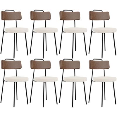 Kit 08 Cadeiras Decorativas Estofada Sala Jantar Barcelona L02 Couríssimo Marrom Linho Cru - Lyam