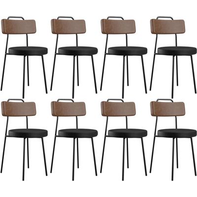 Kit 08 Cadeiras Decorativas Estofada Para Sala Jantar Barcelona L02 Couríssimo Marrom Preto - Lyam