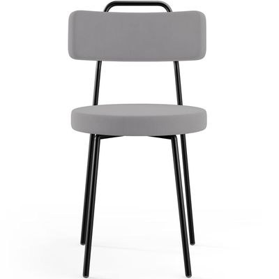 Kit 08 Cadeiras Decorativas Estofada Para Sala De Jantar Barcelona L02 Suede Cinza - Lyam Decor