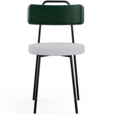 Kit 08 Cadeiras Decorativa Estofada Sala Jantar Barcelona L02 Facto Verde Musgo Linho Cinza - Lyam