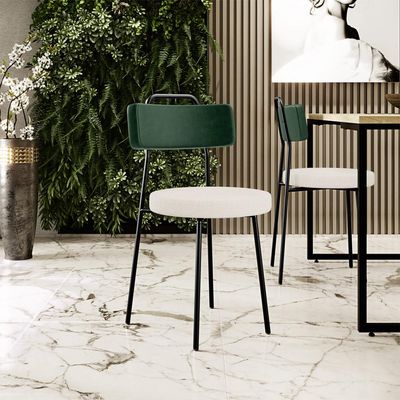 Kit 08 Cadeiras Decorativa Estofada Sala De Jantar Barcelona L02 Facto Verde Musgo Linho Cru - Lyam