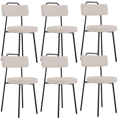 Kit 06 Cadeiras Decorativas Estofada Para Sala De Jantar Barcelona L02 Linho Bege - Lyam Decor