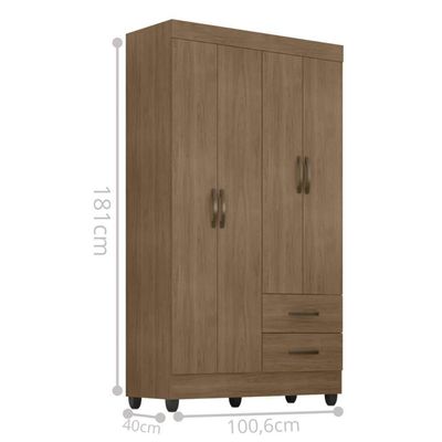 Guarda Roupas Solteiro 4 Portas Sandovalina Carvalho Oak