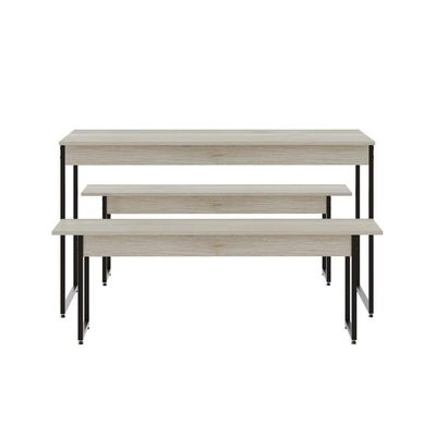 Mesa De Jantar Com 2 Bancos Estilo Industrial Tub  Snow / Est.preta