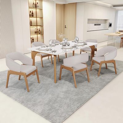 Kit 05 Cadeiras de Jantar e Estar Living Estofada Lince L02 Linho Bege - Lyam Decor