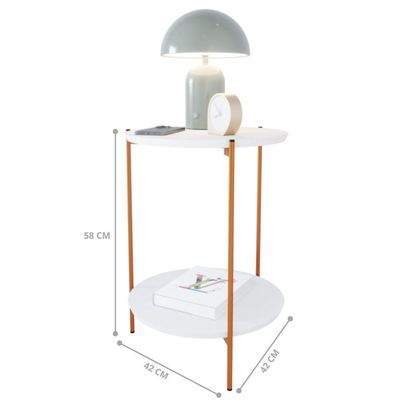 Mesa De Apoio Lateral Morada Branco/bronze