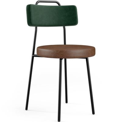 Kit 04 Cadeiras Estofada Para Sala Jantar Barcelona L02 Facto Verde Musgo Couríssimo Marrom - Lyam
