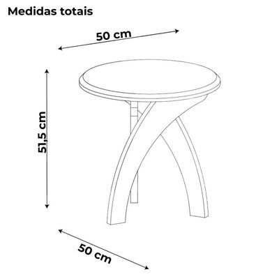 Mesa De Apoio Para Sala De Estar 51x50 Cm Arly Off White Pinho