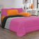 Kit Edredom Malha 100% Algodão Urbano 3 Peças King - Pink-mescla-preto - design resistente
