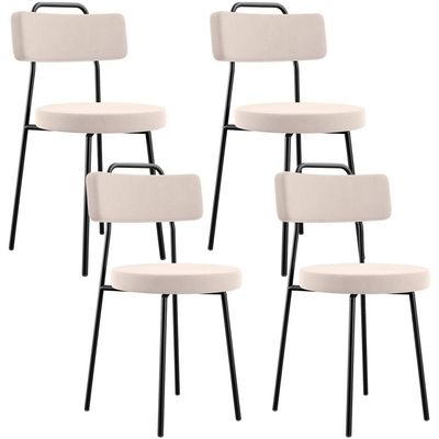 Kit 04 Cadeiras Decorativas Estofada Para Sala De Jantar Barcelona L02 Suede Bege - Lyam Decor