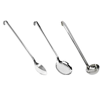 Kit 3 Talheres Para Cozinha Grande Inox Concha Escumadeira Colher Buffet Weck Utensílios
