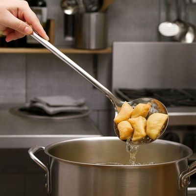 Kit 3 Talheres Para Cozinha Grande Inox Concha Escumadeira Colher Buffet Weck Utensílios
