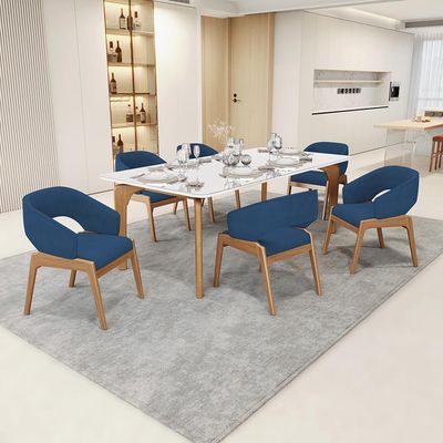 Kit 02 Cadeiras de Jantar e Estar Living Estofada Lince L02 Suede Azul Marinho - Lyam Decor