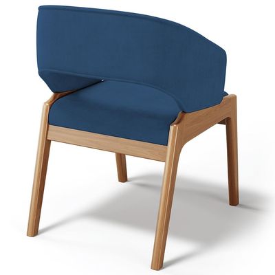 Kit 02 Cadeiras de Jantar e Estar Living Estofada Lince L02 Suede Azul Marinho - Lyam Decor