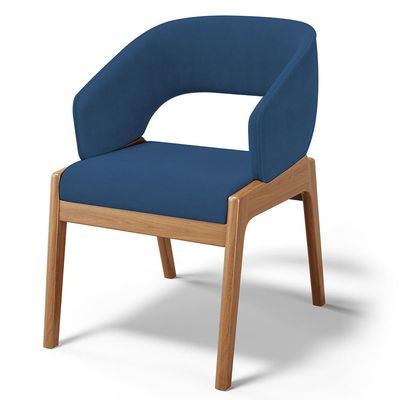 Kit 02 Cadeiras de Jantar e Estar Living Estofada Lince L02 Suede Azul Marinho - Lyam Decor