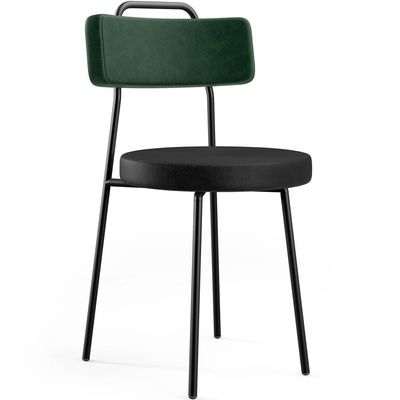 Kit 02 Cadeiras Estofada Para Sala Jantar Barcelona L02 Facto Verde Musgo Couríssimo Preto - Lyam
