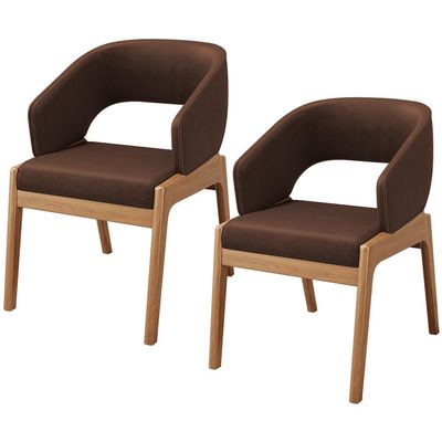 Kit 02 Cadeiras de Jantar e Estar Living Estofada Lince L02 Couríssimo Marrom - Lyam Decor