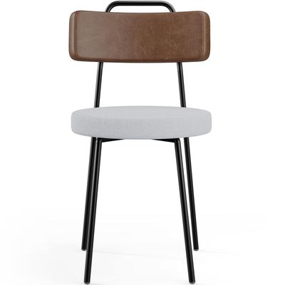 Kit 02 Cadeiras Estofada Para Sala De Jantar Barcelona L02 Couríssimo Marrom Linho Cinza - Lyam