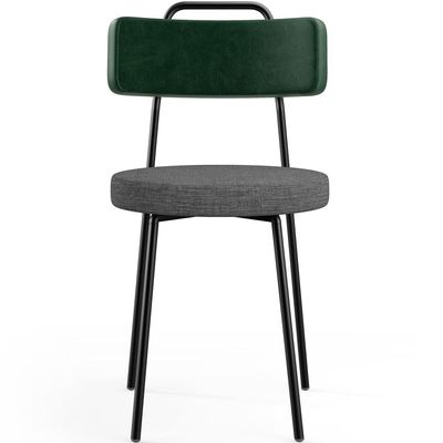 Kit 02 Cadeiras Estofada Sala De Jantar Barcelona L02 Facto Verde Musgo Linho Cinza Escuro - Lyam