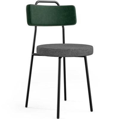 Kit 02 Cadeiras Estofada Sala De Jantar Barcelona L02 Facto Verde Musgo Linho Cinza Escuro - Lyam