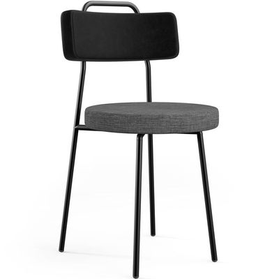 Kit 02 Cadeiras Estofada Sala De Jantar Barcelona L02 Couríssimo Preto Linho Cinza Escuro - Lyam