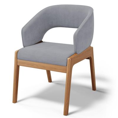 Kit 02 Cadeiras de Jantar e Estar Living Estofada Lince L02 Suede Cinza - Lyam Decor