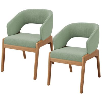 Kit 02 Cadeiras de Jantar e Estar Living Estofada Lince L02 Bouclê Oliva - Lyam Decor