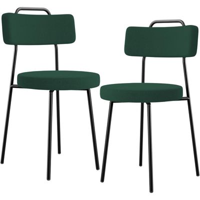 Kit 02 Cadeiras Decorativas Estofada Para Sala De Jantar Barcelona L02 Bouclê Verde - Lyam Decor