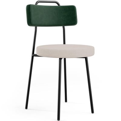 Kit 02 Cadeiras Decorativa Estofada Sala Jantar Barcelona L02 Facto Verde Musgo Linho Bege - Lyam