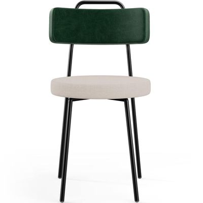 Kit 02 Cadeiras Decorativa Estofada Sala Jantar Barcelona L02 Facto Verde Musgo Linho Bege - Lyam