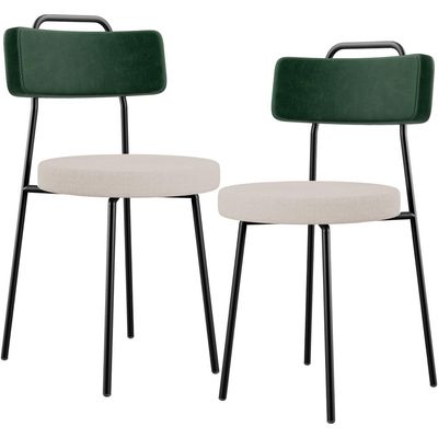 Kit 02 Cadeiras Decorativa Estofada Sala Jantar Barcelona L02 Facto Verde Musgo Linho Bege - Lyam