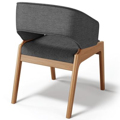 Kit 02 Cadeiras de Jantar e Estar Living Estofada Lince L02 Linho Cinza Escuro - Lyam Decor