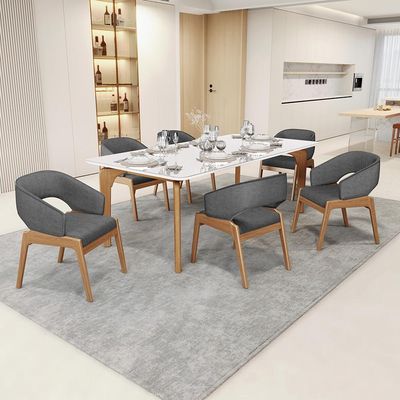 Kit 02 Cadeiras de Jantar e Estar Living Estofada Lince L02 Linho Cinza Escuro - Lyam Decor