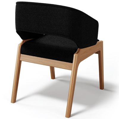Kit 02 Cadeiras de Jantar e Estar Living Estofada Lince L02 Bouclê Preto - Lyam Decor