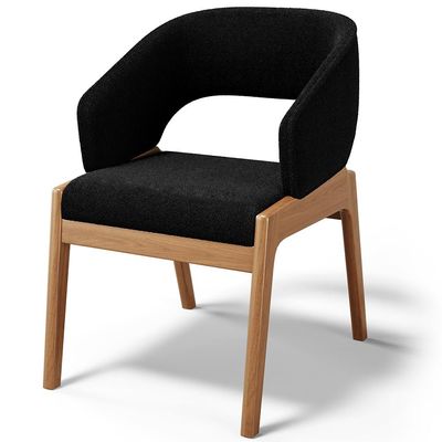 Kit 02 Cadeiras de Jantar e Estar Living Estofada Lince L02 Bouclê Preto - Lyam Decor