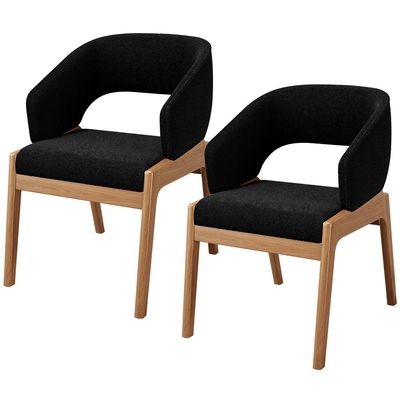 Kit 02 Cadeiras de Jantar e Estar Living Estofada Lince L02 Bouclê Preto - Lyam Decor
