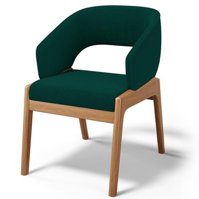 Kit 02 Cadeiras de Jantar e Estar Living Estofada Lince L02 Bouclê Verde - Lyam Decor