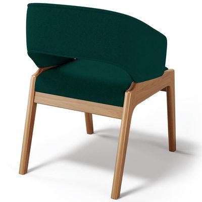 Kit 02 Cadeiras de Jantar e Estar Living Estofada Lince L02 Bouclê Verde - Lyam Decor