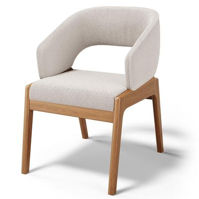 Kit 02 Cadeiras de Jantar e Estar Living Estofada Lince L02 Bouclê Cru - Lyam Decor