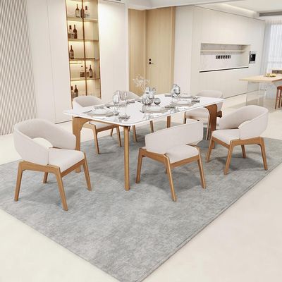 Kit 02 Cadeiras de Jantar e Estar Living Estofada Lince L02 Bouclê Cru - Lyam Decor