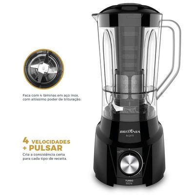 Liquidificador Britânia BLQ970P Turbo 900W 110V
