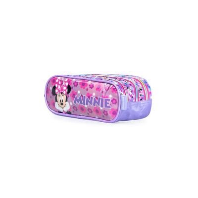 Estojo Escolar Infantil Feminino 3 Compartimentos Minnie Premium Lilás U / Lilas