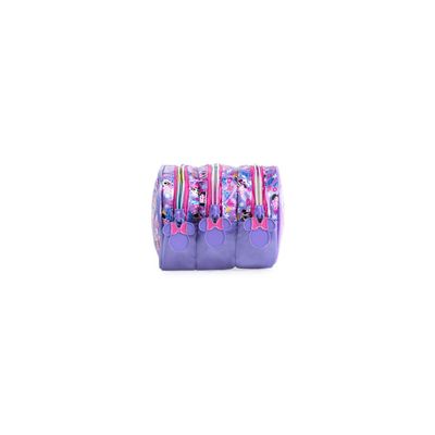 Estojo Escolar Infantil Feminino 3 Compartimentos Minnie Premium Lilás U / Lilas