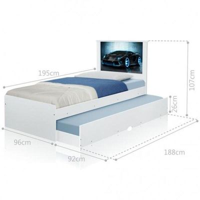 Cama Bibox Solteiro Carro Raio Azul