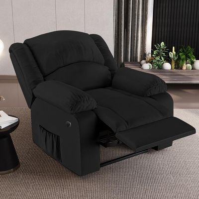 Poltrona Do Papai Reclinável Pietra Power Elétrica Fh9 Pu Preto - Mpozenato