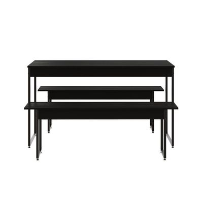 Mesa De Jantar Com 2 Bancos Estilo Industrial Tub  Preto ônix / Est.preta