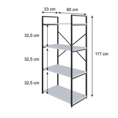 Estante C/04 Prateleiras 118x60x33cm Yon Branco Tx/est.preta Branco Tx/est.preta