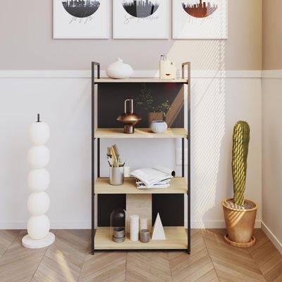 Estante C/04 Prateleiras 118x60x33cm C/fundo Yon Vermont Oak/est.preta Vermont Oak/est.preta